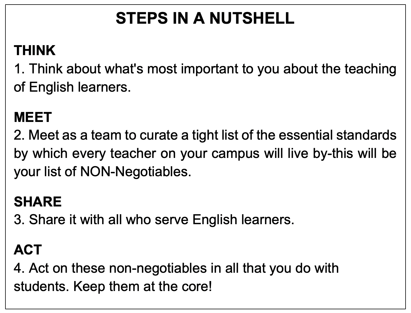 NonNegotiables for Teaching English Learners