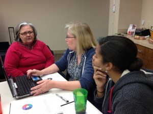 STEM coach Judy Duke (L) with MS science teachers Rhonda Cookson and (R) Rebecca Brower.