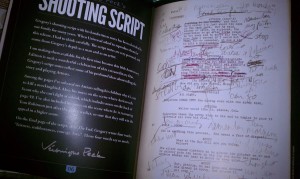Page from TKAM script with Gregory Peck's handwritten notes.