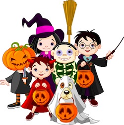 Halloween trick or treating children