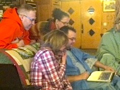 Jeremy Hyler and Troy Hicks seated at the 2013 Chippewa River Writing Retreat
