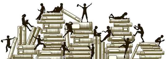 students climbing on books 540