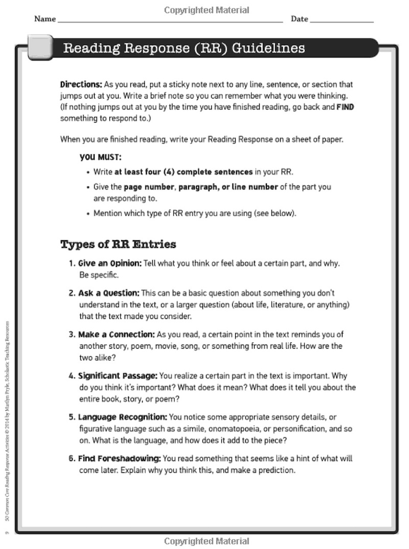 critical reading examples