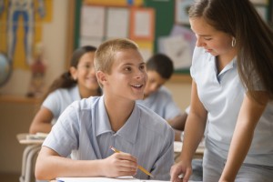 Students talking in class