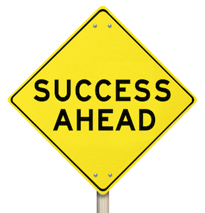 Yellow Road Sign - Success Ahead - Isolated