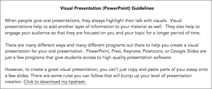Visual Presentation (PowerPoint) Guidelines