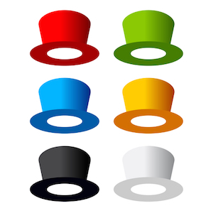 Six colored hats