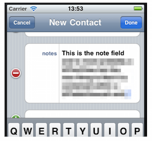 notes field iphone