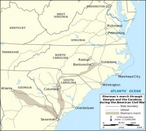 512px Shermans march through Georgia and the Carolinas map en