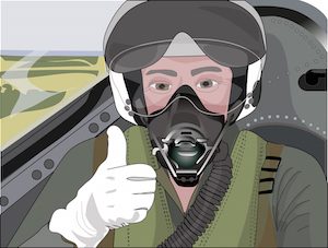 Profession pilot in the cockpit preparing to start