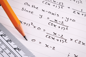 Mathematics, Equations close-up. Homework. Solving Mathematical Problem.