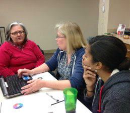 Judy Duke (L) with MS science teachers Rhonda Cookson and Rebecca Brower.