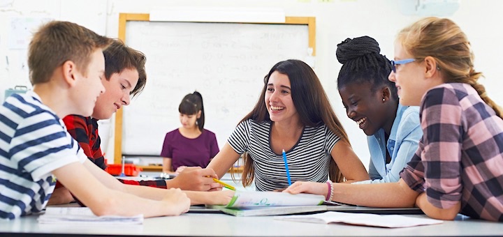 middle school classroom with students