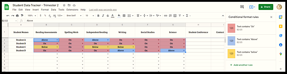 google sheets assignment tracker template for students