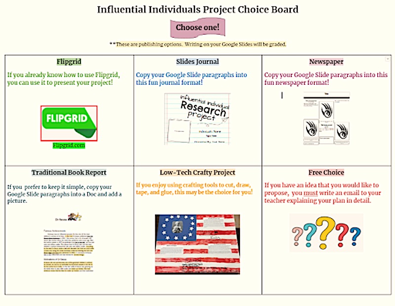 Choice Boards for Learning & Student Engagement