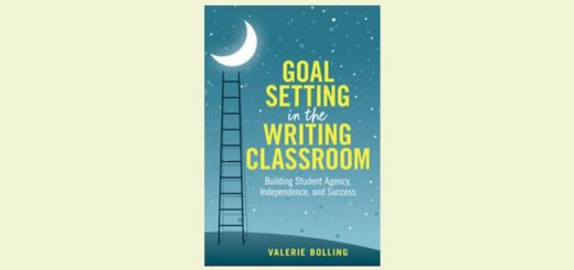 Cover of the book 'Goal Setting in the Writing Classroom' by Valerie Bolling, featuring a night sky, moon, and a ladder